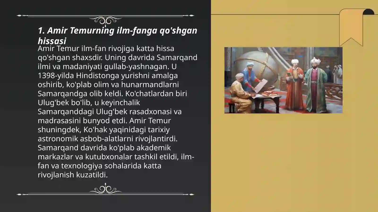 Amir Temurning Ilm-fan va Madaniyatda, San'atda Homiyligi 3