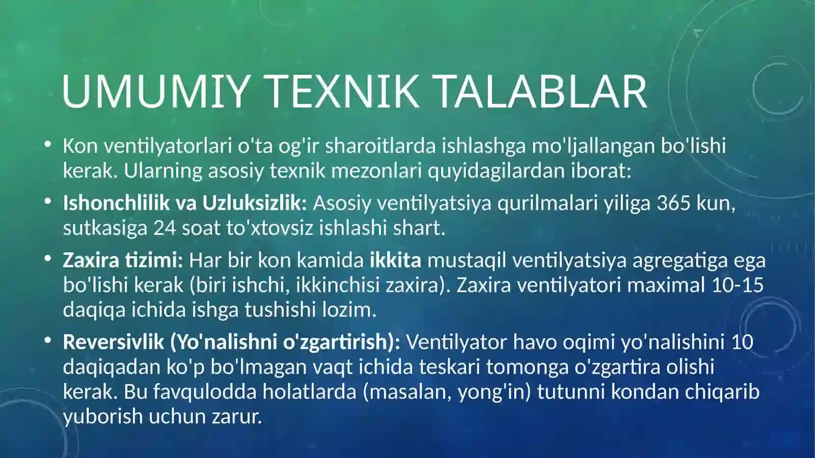 Konventilyatorlariga qoyiladigan texnik va xavfsizlik talablari 3