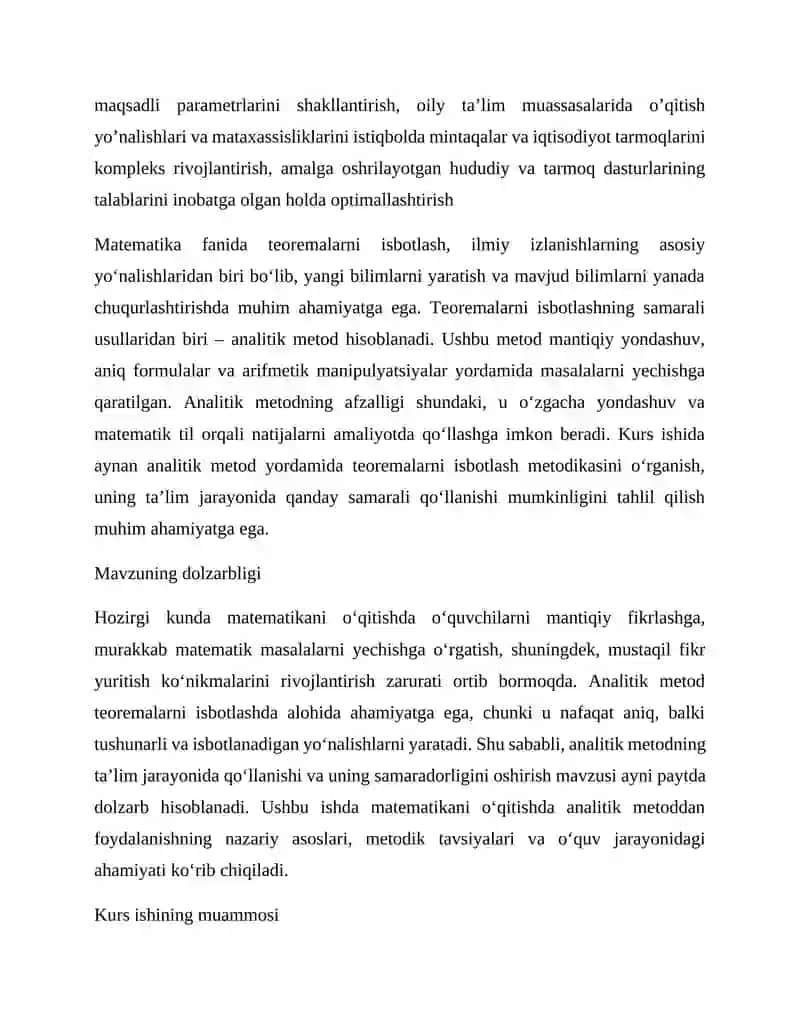 Ayrim teoremalarni analitik metod bilan isbotlash metodikasi 3