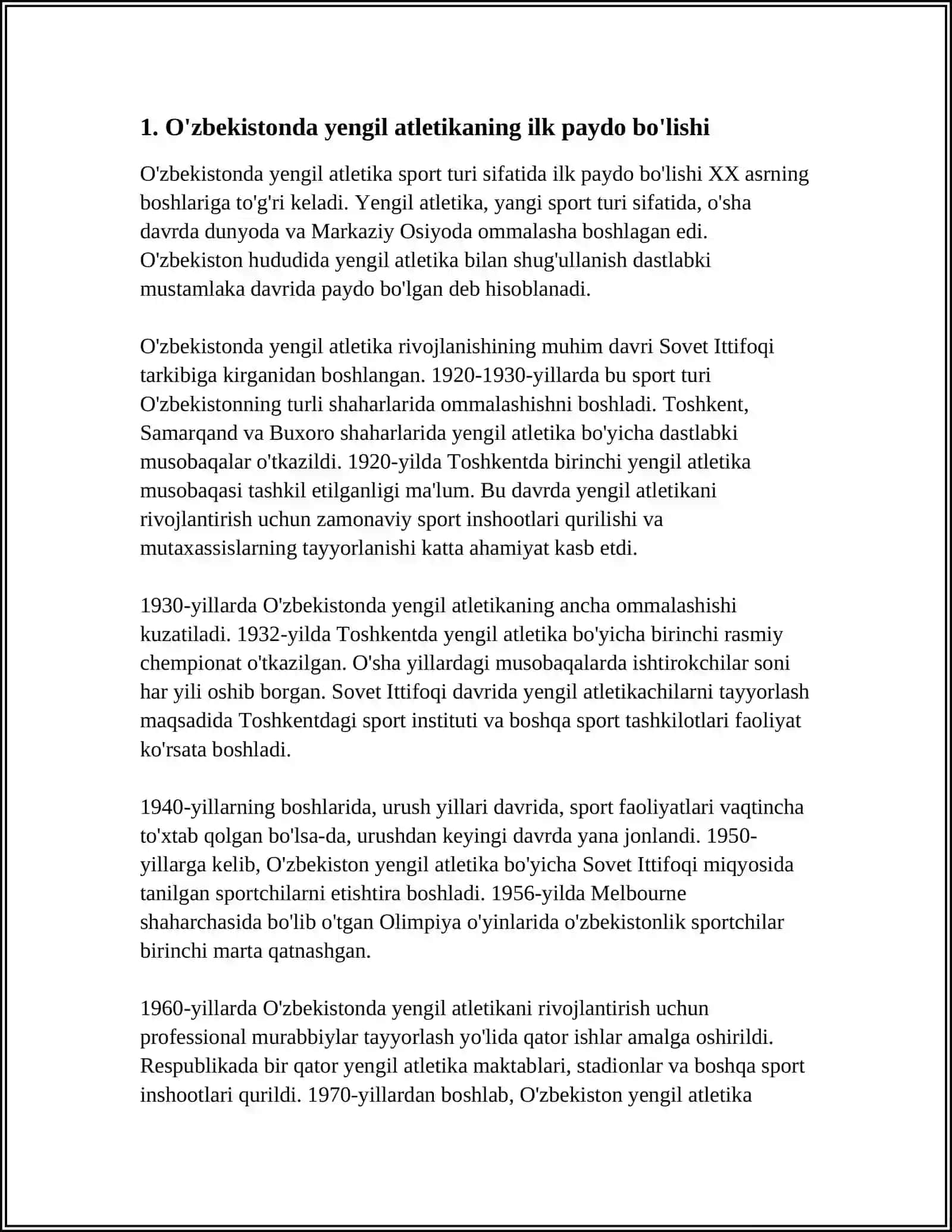 O'ZBEKISTONDA YENGIL ATLETIKANING RIVOJLANISHI VA TARIXI 3