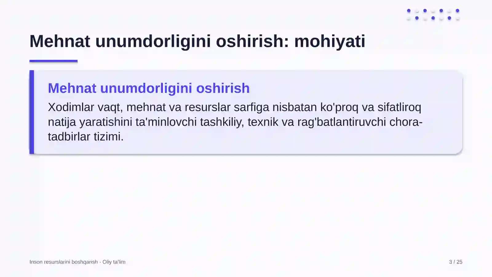 Inson Resurslarini Boshqarish · Oliy Ta'lim 3