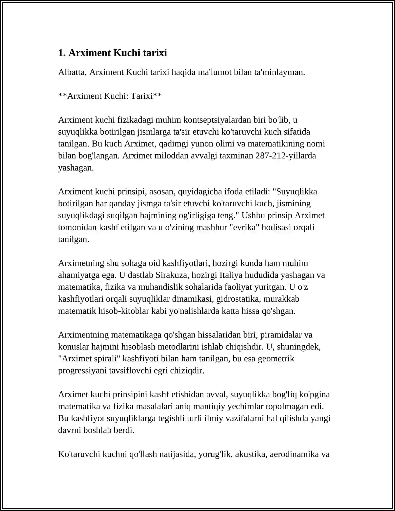 MUSTAQIL ISH Mavzu: ARXIMENT KUCHI 3