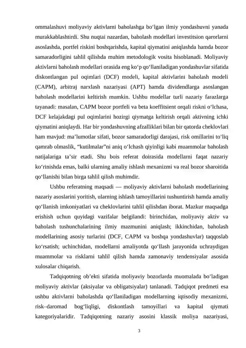 MOLIYAVIY AKTIVLARNI BAHOLASH MODELI 3