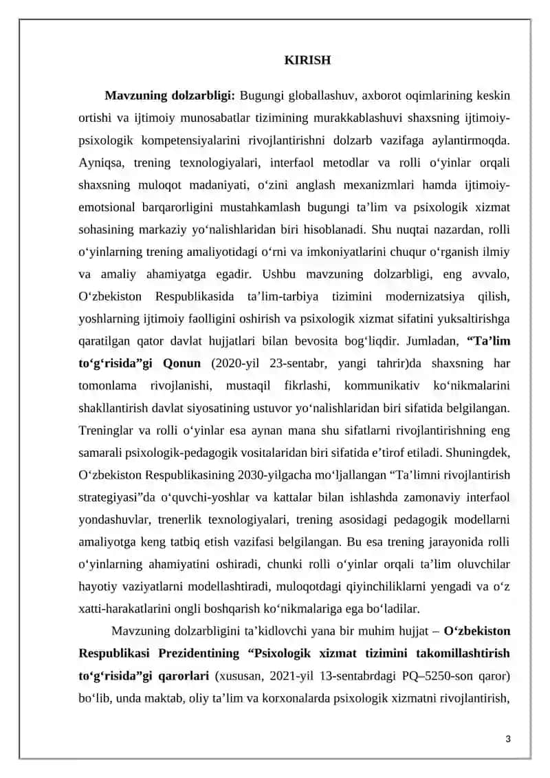 TRENINGDA ROLLI O’YINLARNING AHAMIYATI 3