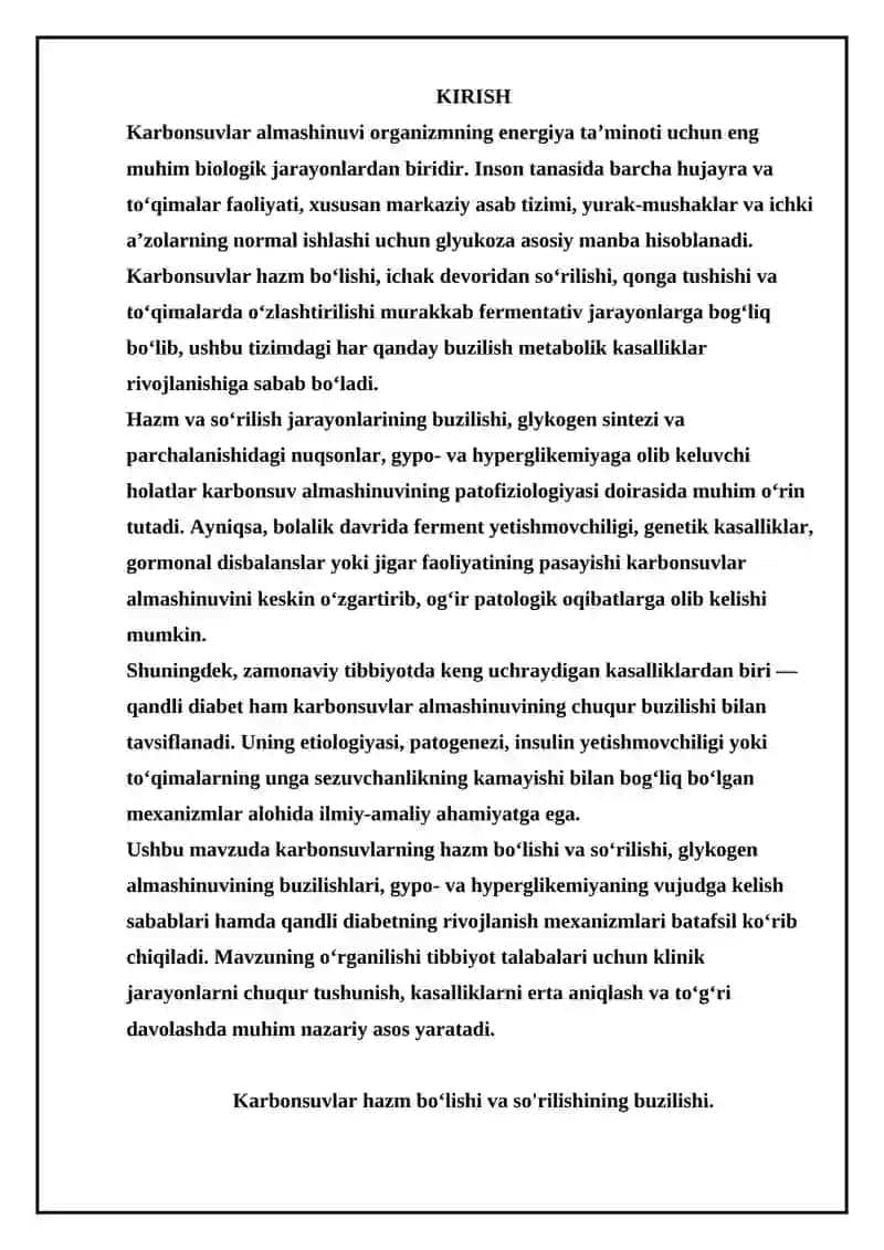 Karbonsuv almashinuv patofiziologiyasi. 3
