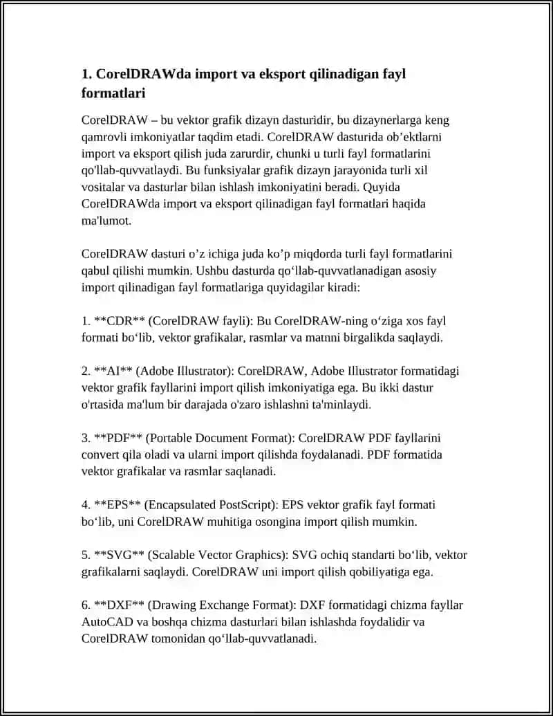 CorelDRAW DASTURIDA OB’YEKTLARNI IMPORT VA EKSPORT QILISH 3