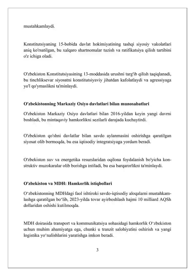 O'zbekistonning tashqi siyosati 3