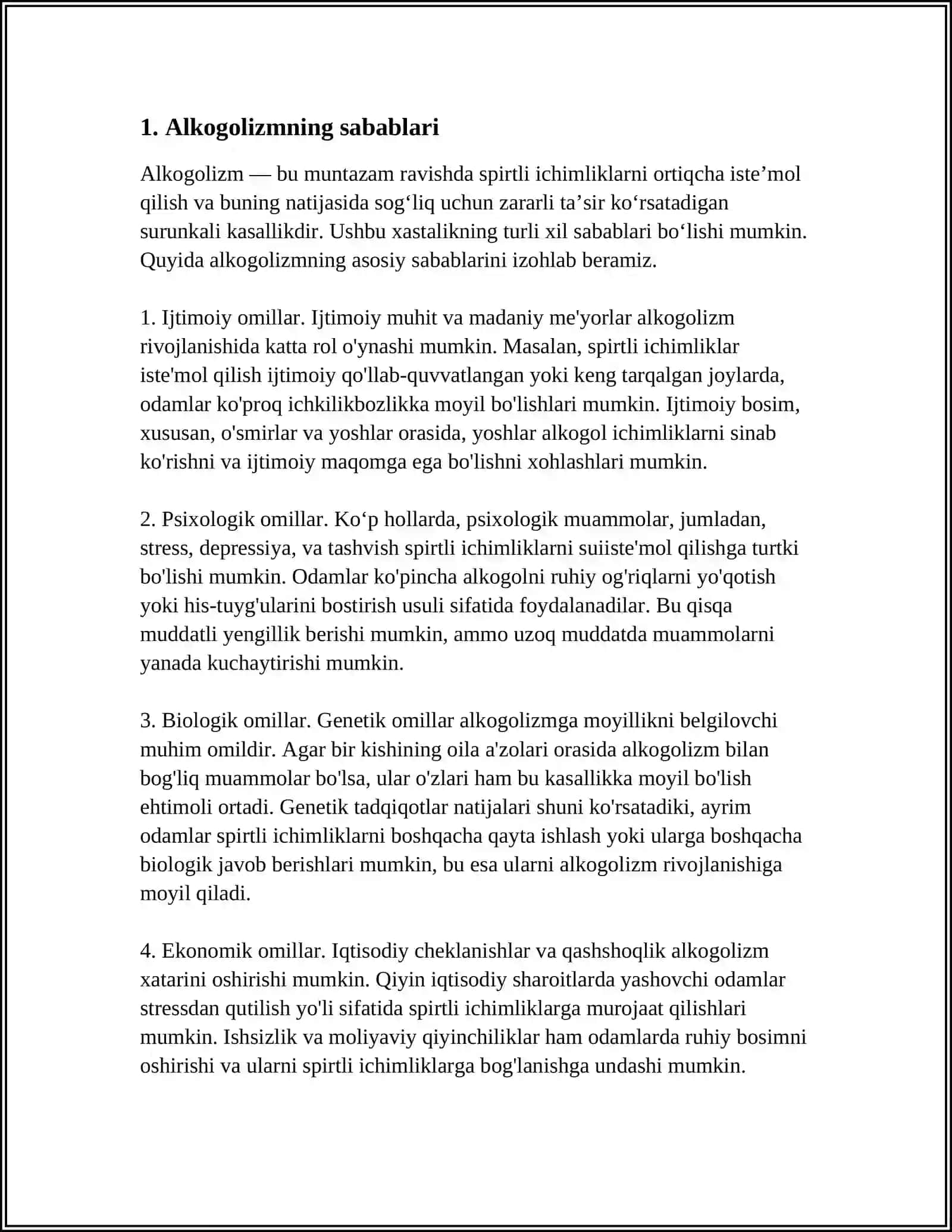 ALKOGOLIZM VA UNING ASORATLARI. ALKOGOLIZMNING HOMILAGA TA'SIRI 3