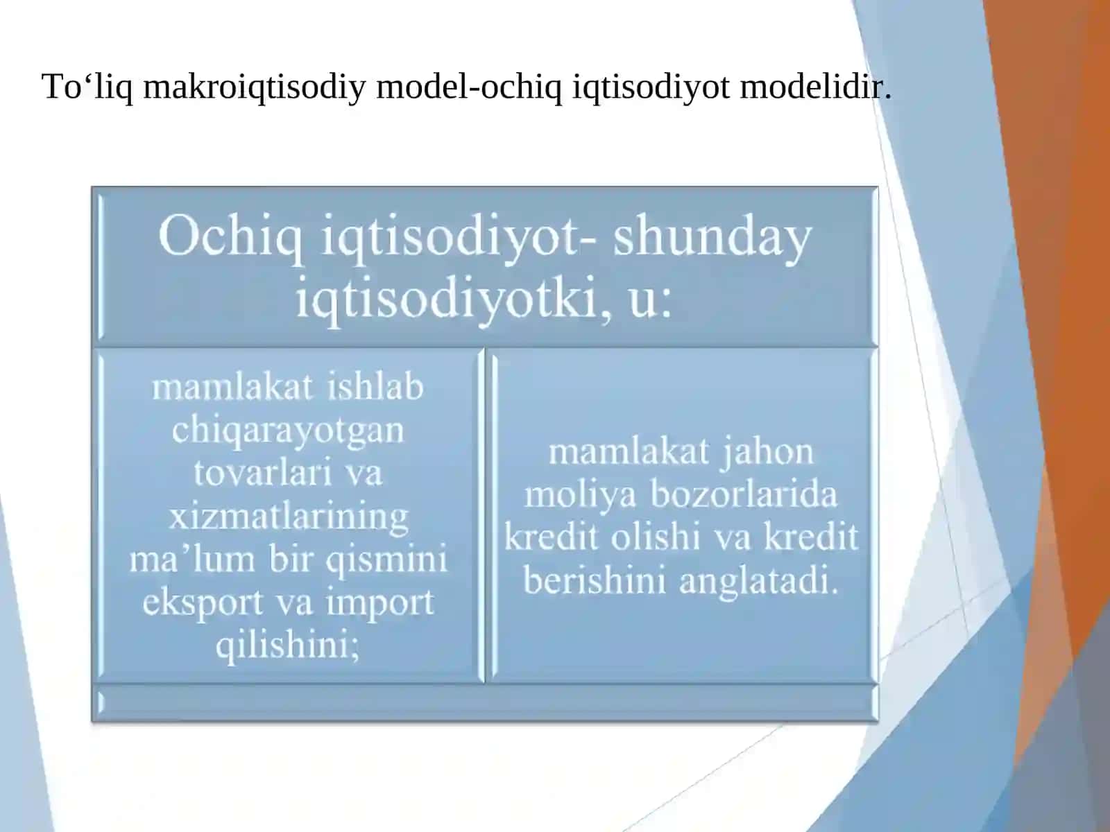 Ochiq iqtisodiyotda Mendell - Fleming modeli 3