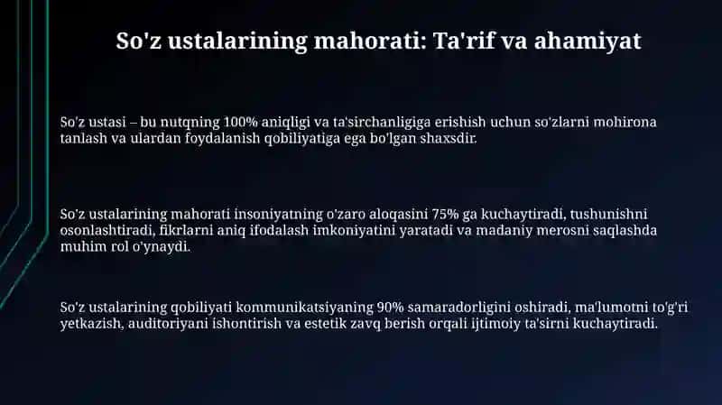 So'zustalarining so'z qo'llash mahorati 3