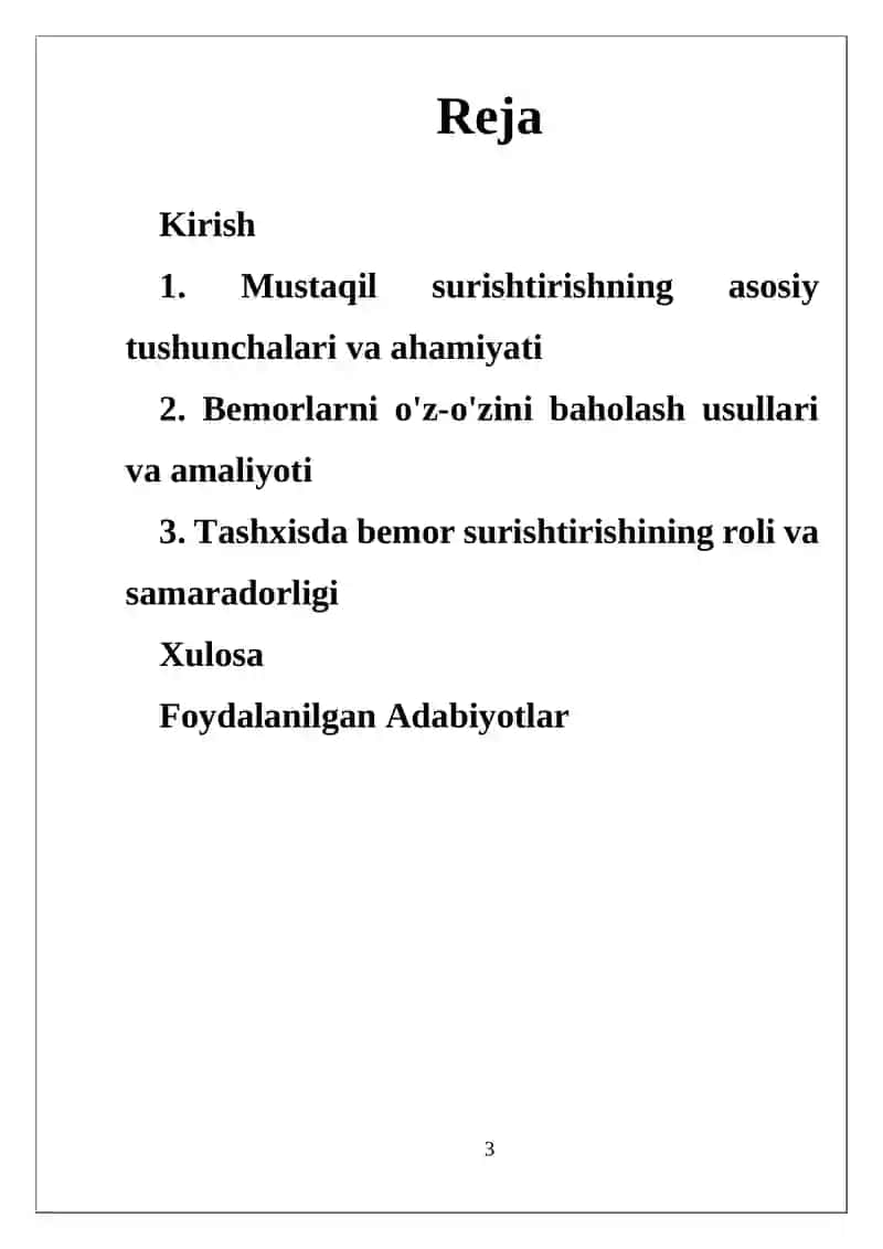 Bemorlarni mustaqil soʻrab surishtirish 3