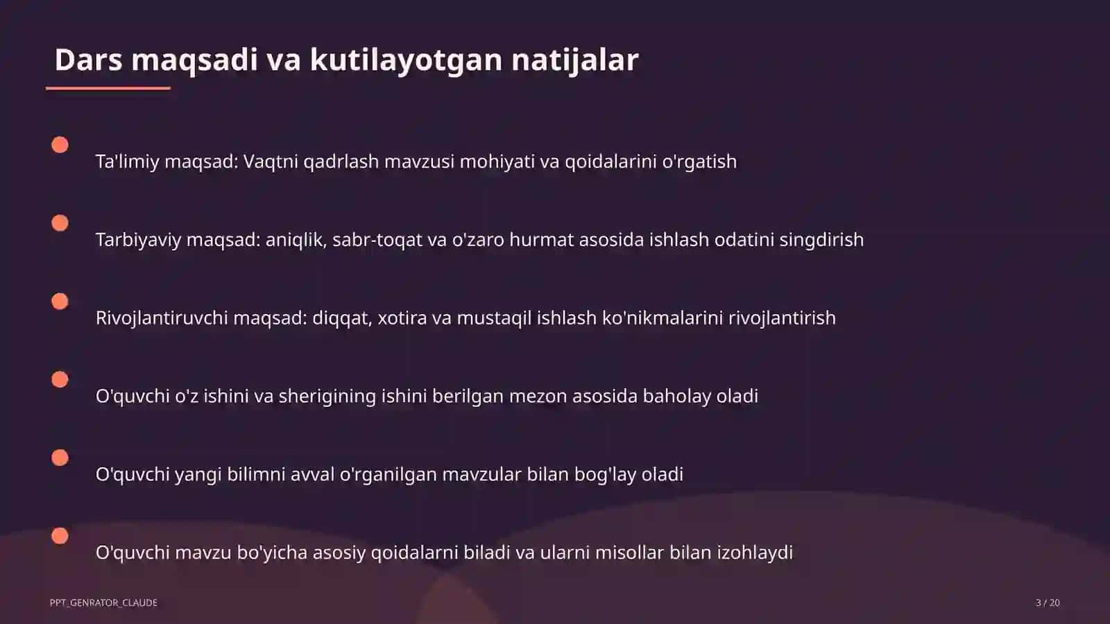 Vaqtni qadrlash (4-sinf) 3