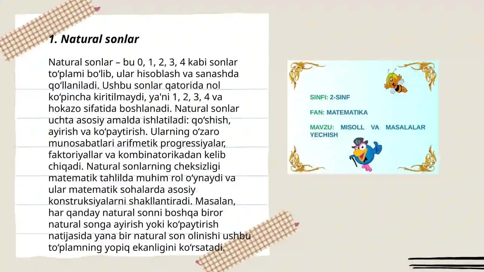Amaldagi 1- sinf matematika darsliklarini misol va masalalarni ishlash 3