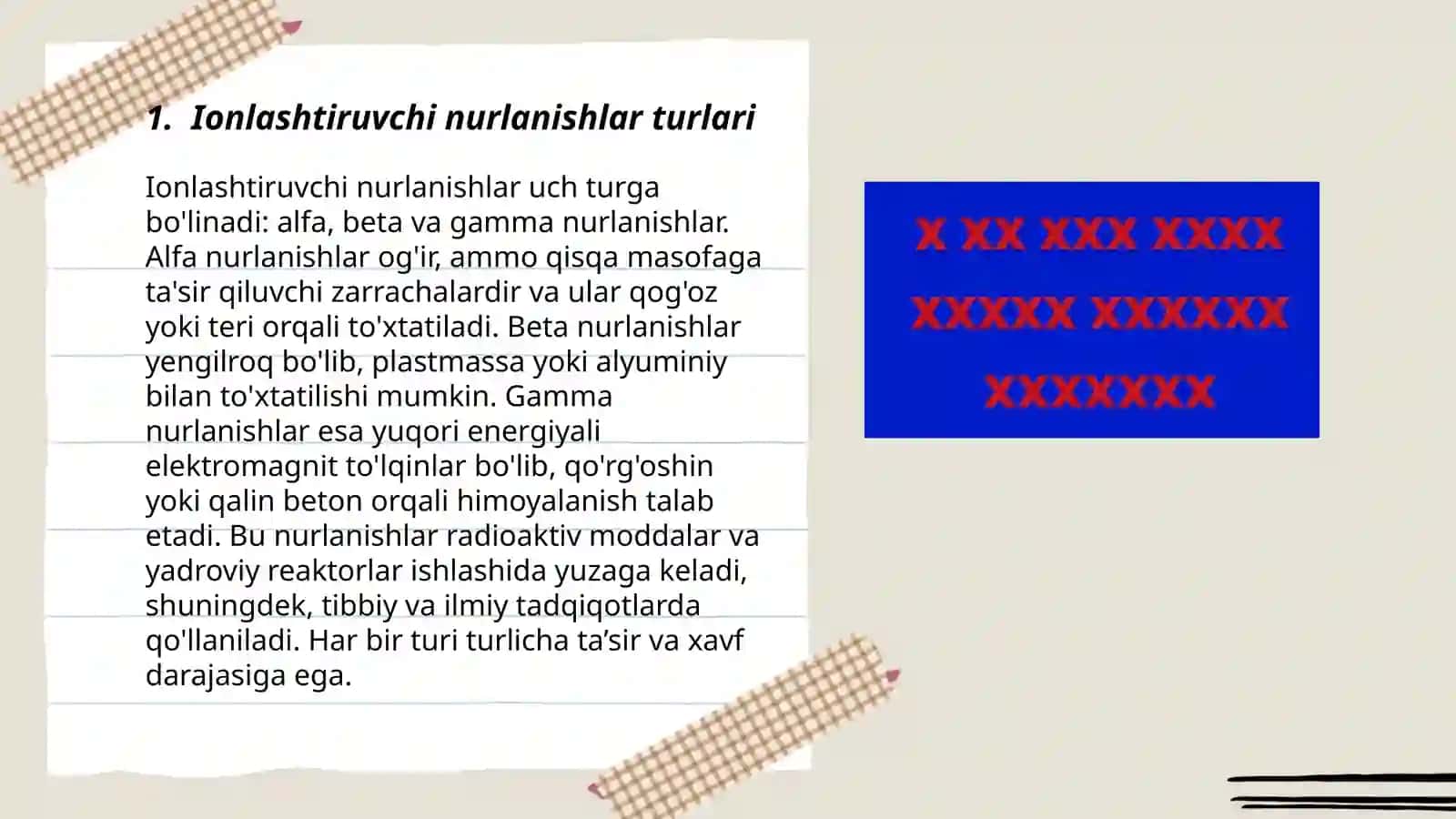 Ionlashtiruvchi nurlanishlar turlari 3