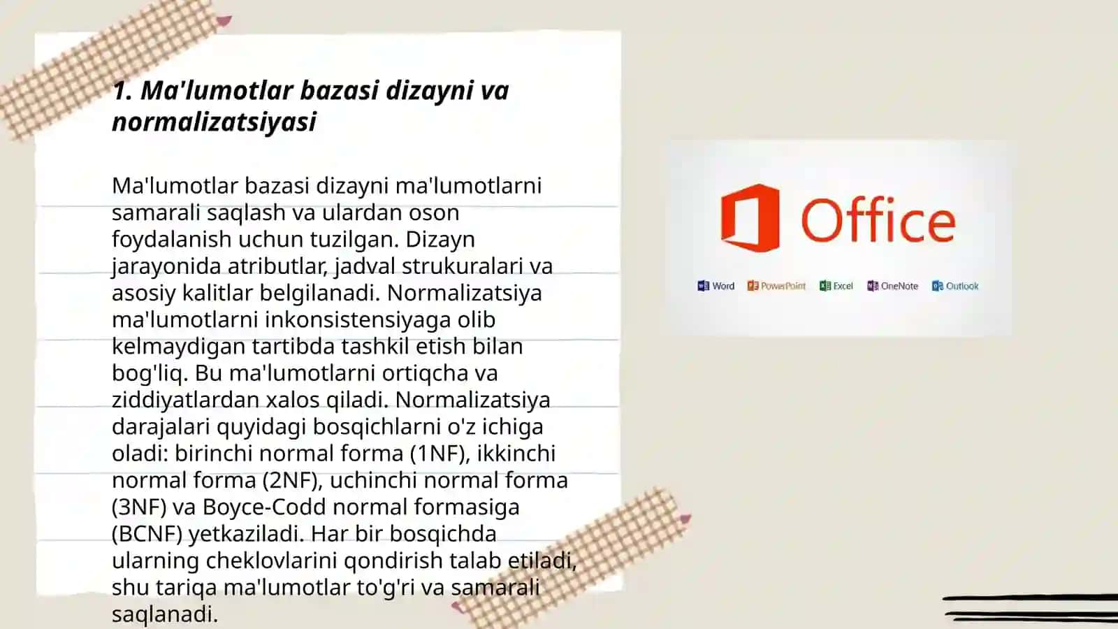 Ma'lumotlar bazasi dizayni va normalizatsiyasi 3