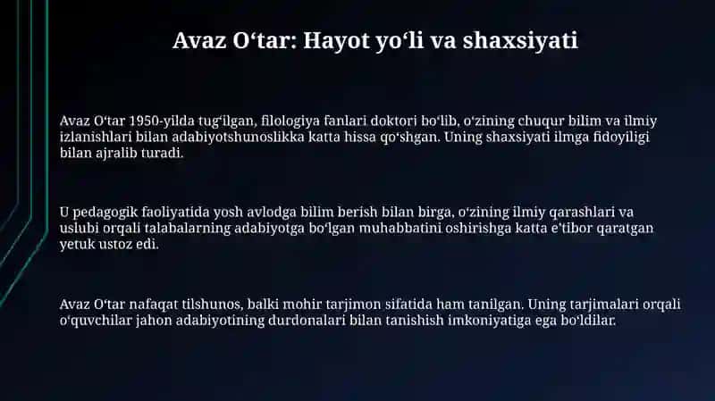 Avaz O'tar hayoti va ijodi 3