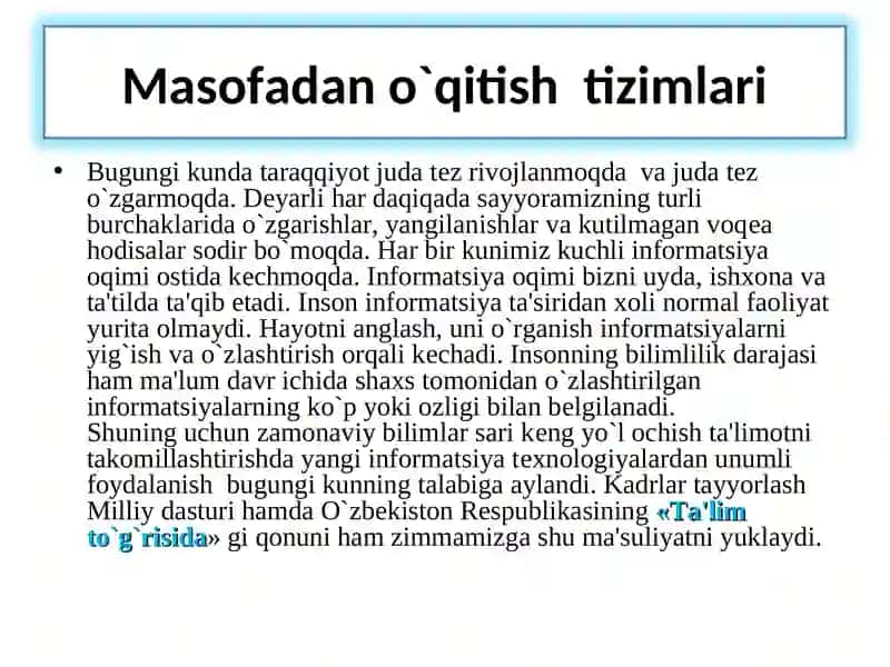 Masofaviy ta’lim tizimlari va ulardan foydalanish 3