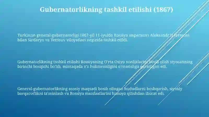 Gubernatorlikning Tashkil Etish va Chegaralari (1867-yil) 3