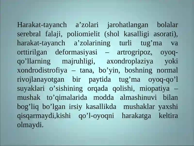 Harakat-tayanch a`zolari jarohatlangan bolalar 3