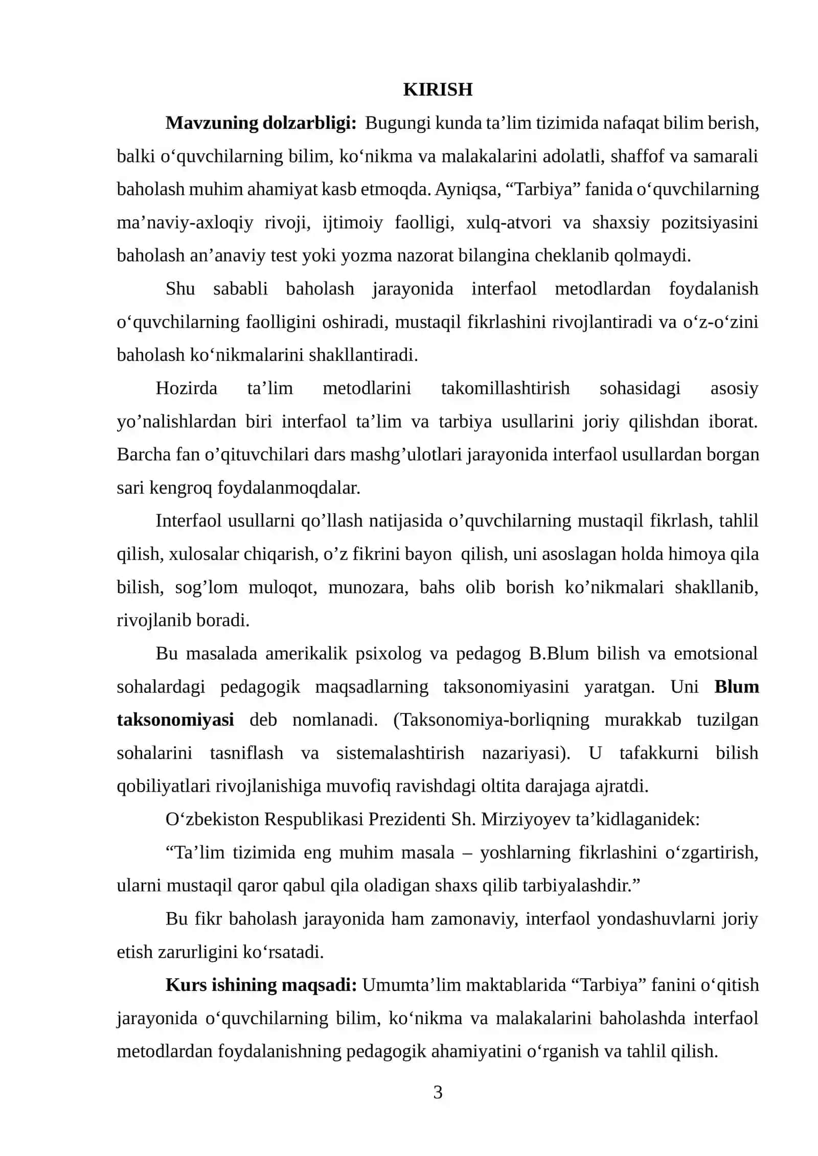 TARBIYA FANINI OʻQITISH METOD VA VOSITALARI 3