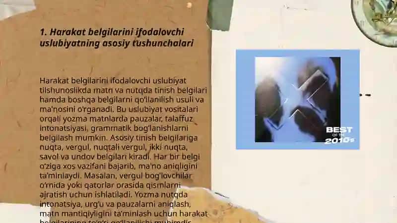 Harakat, belgi ifodalovchi boʻlak uslubiyati. 3
