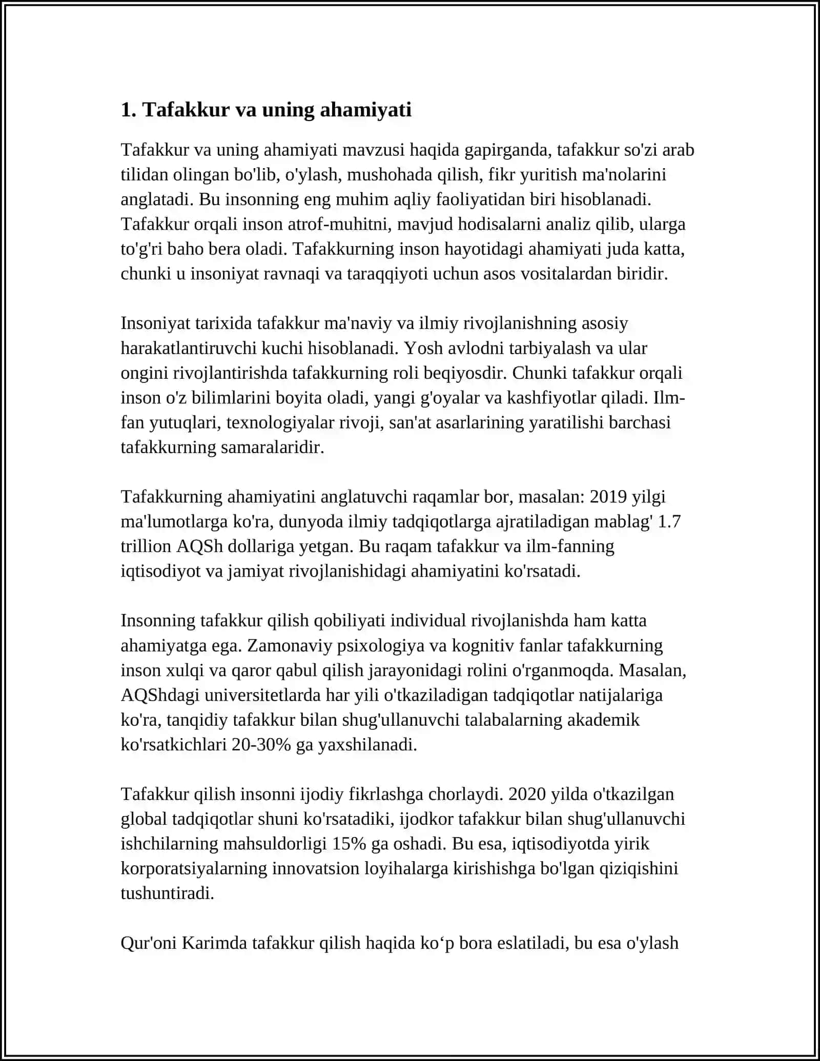 MUSTAQIL ISH: TAFAKKUR 3