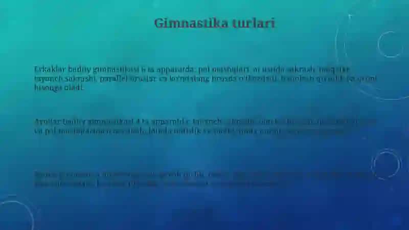 Gimnastika sport turining boʻlimlari 3