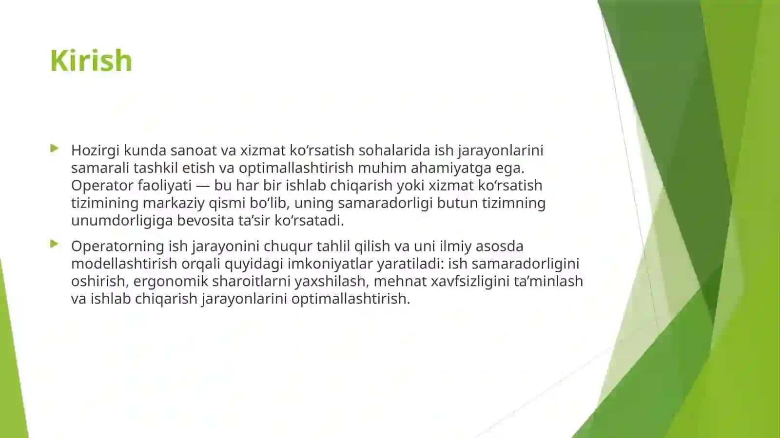Operator faoliyati ni fizik modellashtirish 3