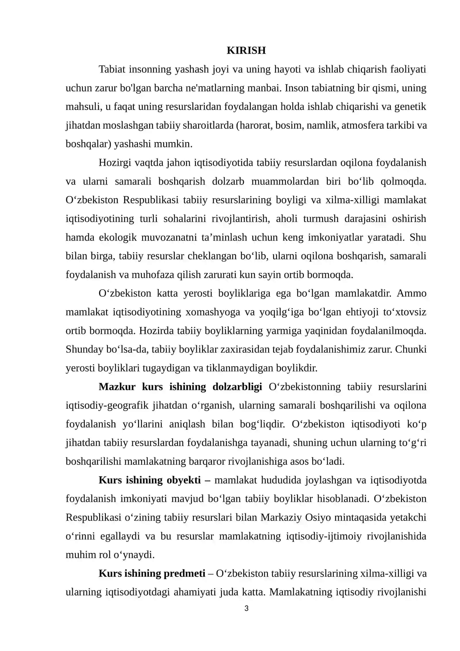 OʻZBEKISTON TABIIY RESURSLARDAN FOYDALANISH 3