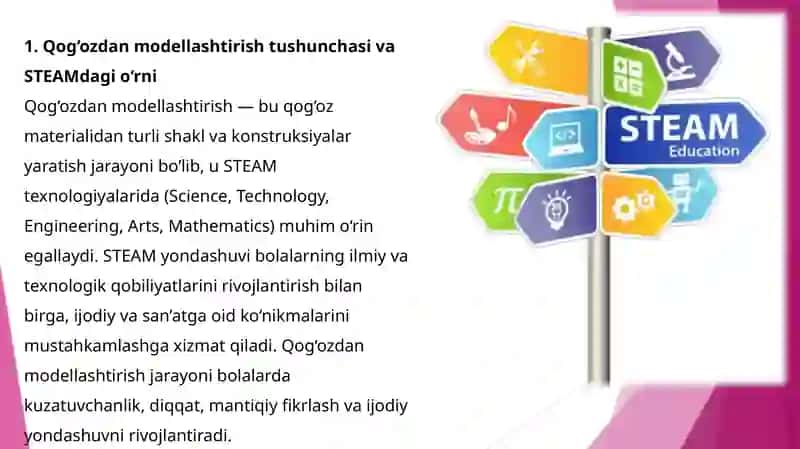 STEAM texnologiyasida qog‘ozdan modellashtirish 3
