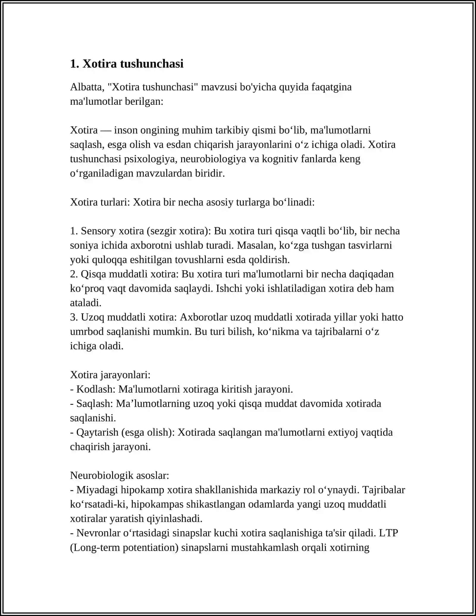 XOTIRA TUSHUNCHA 3
