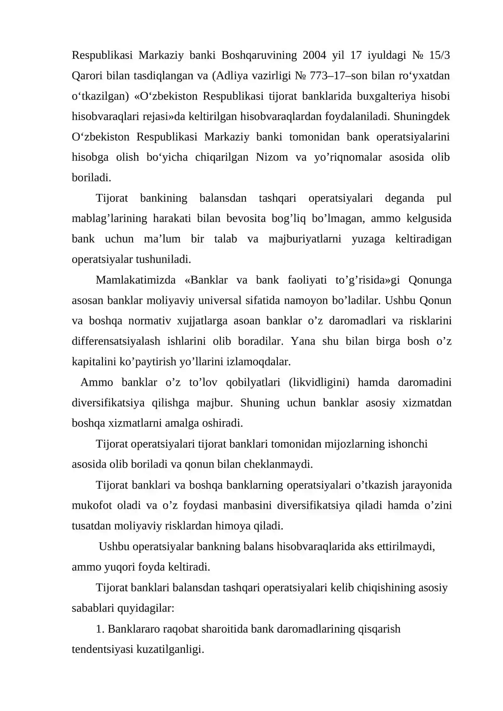 Banklarda balansdan tashqari operatsiyalar hisobi 3