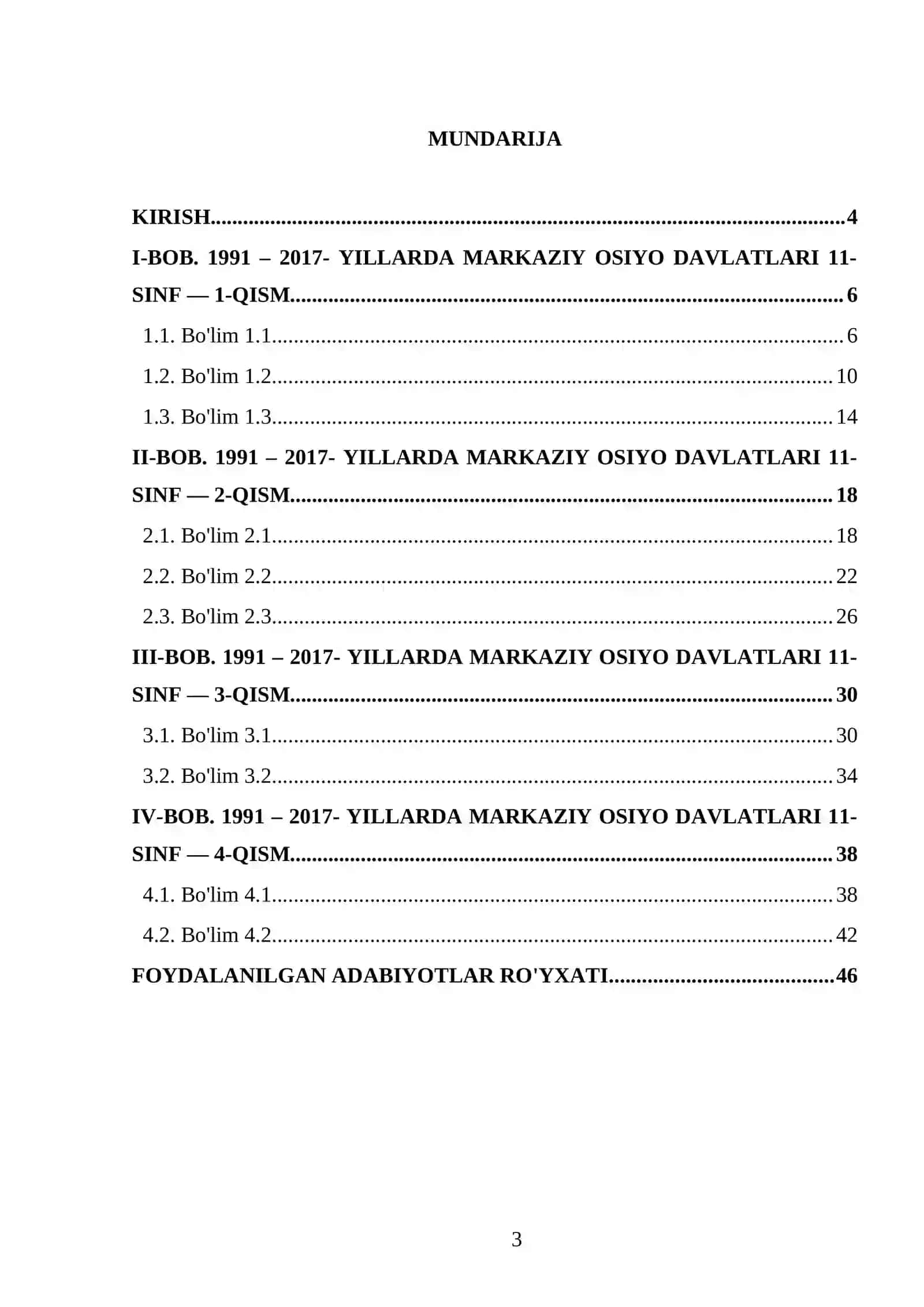 1991 – 2017- YILLARDA MARKAZIY OSIYO DAVLATLARI 11- SINF 3