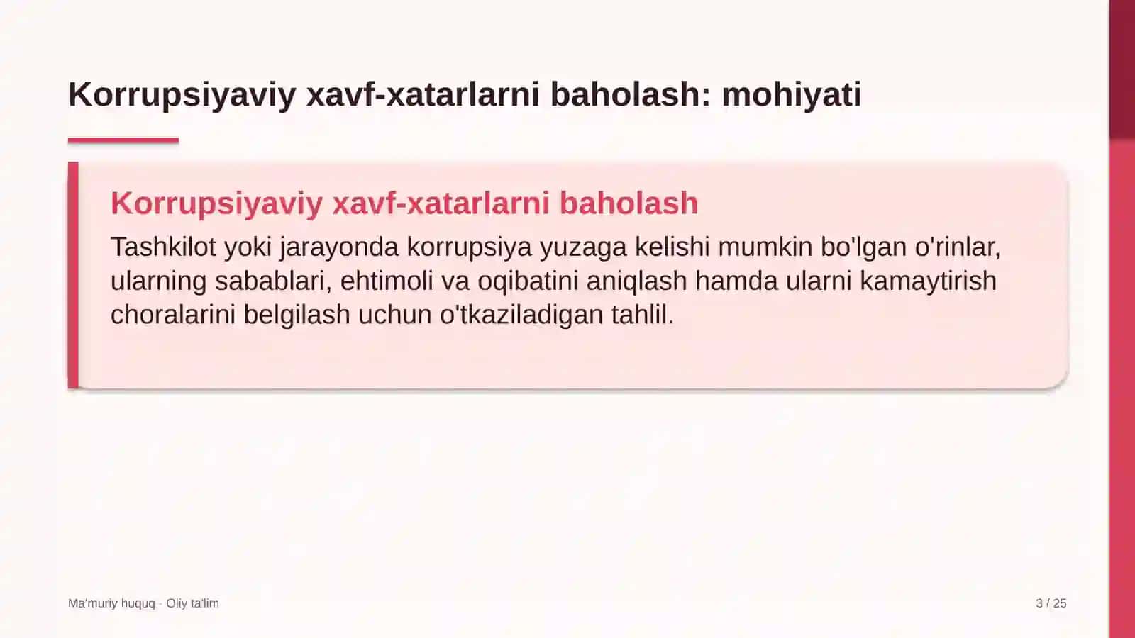 Korrupsiyaviy xavf-xatarlarni baholash: mohiyati 3