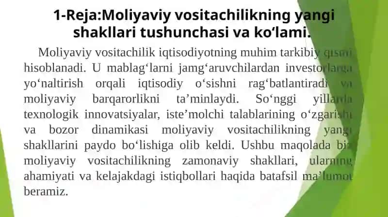 MОLIYАVIY VОSITАCHILIKNING YАNGI SHАKLLАRI 3