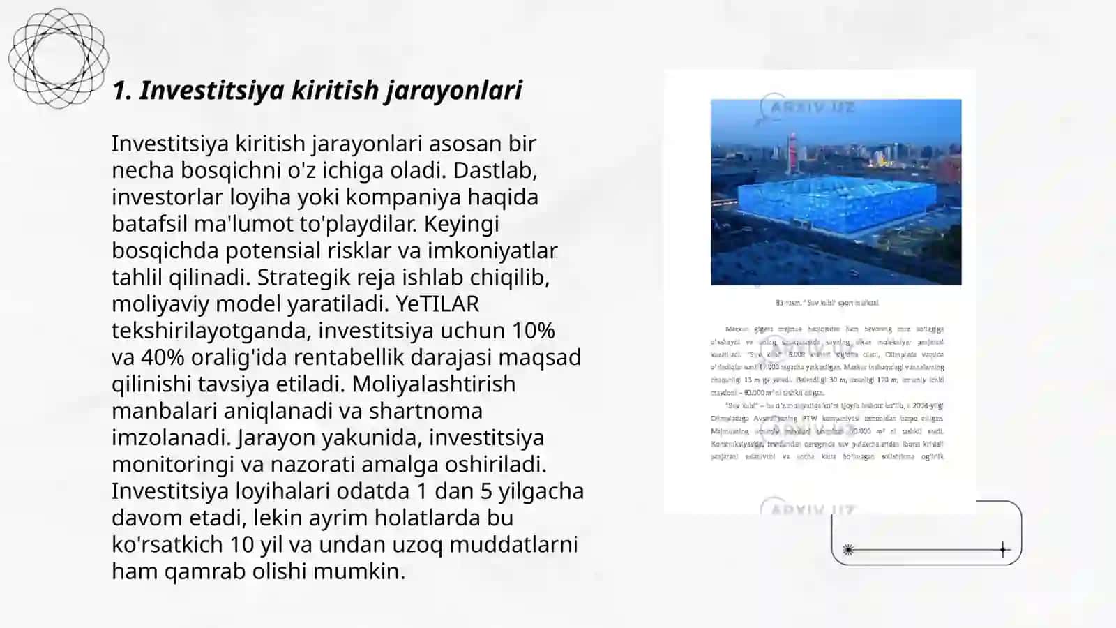 Yangi loyixalarga investitsiya kiritish 3