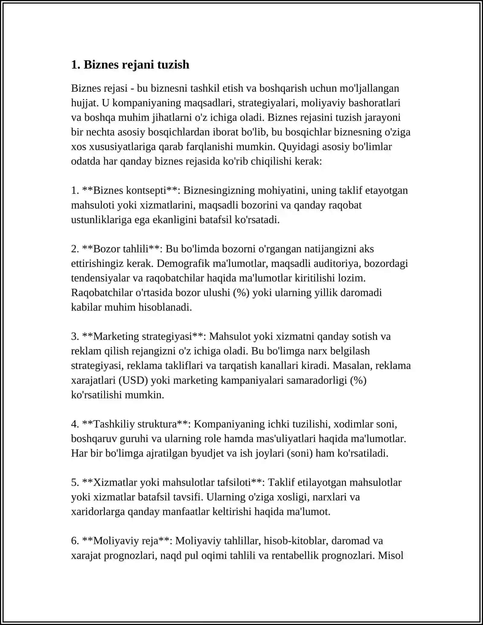Biznes rejani tuzish 3