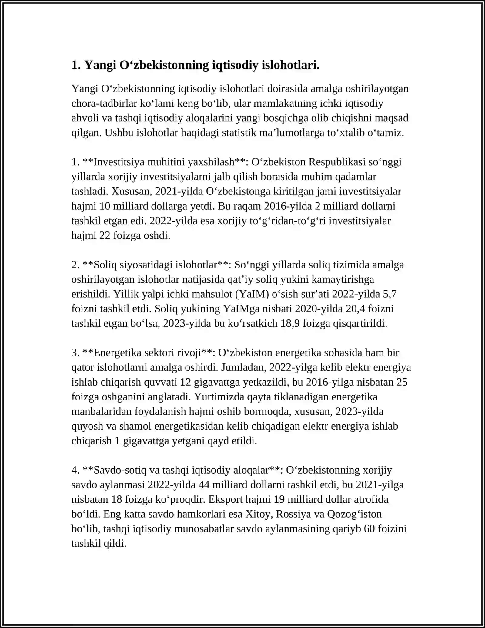 YANGI Oʻzbekiston Iqtisodiy islohotlari 3