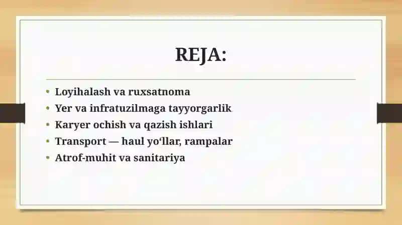 Karyer qurulish davri kon kapital ishlari 3