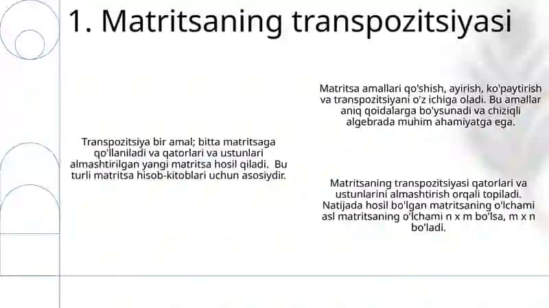 Matritsalar va ular ustida amallar 3