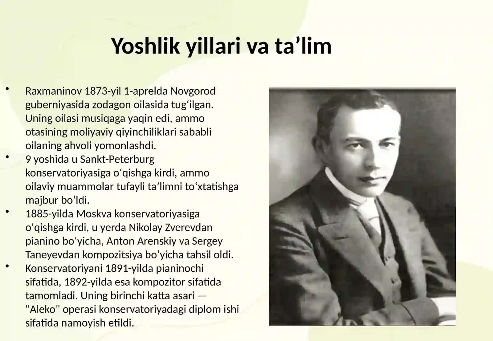 Raxmaninov hayoti va ijodi 3