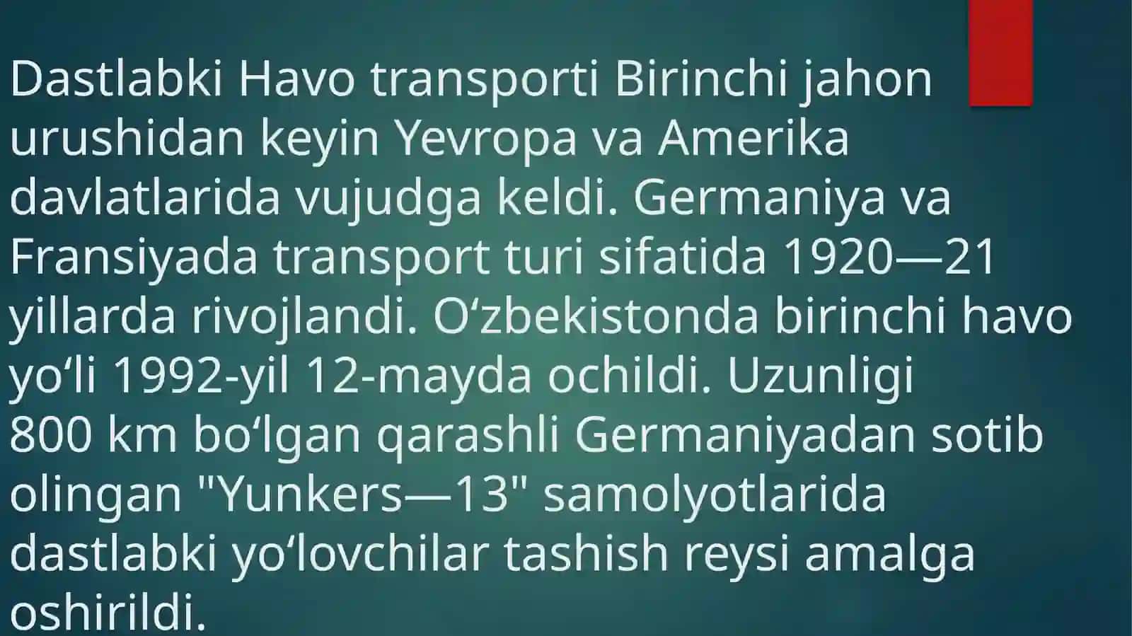 Havo transportining o’ziga xos jihatlari 3