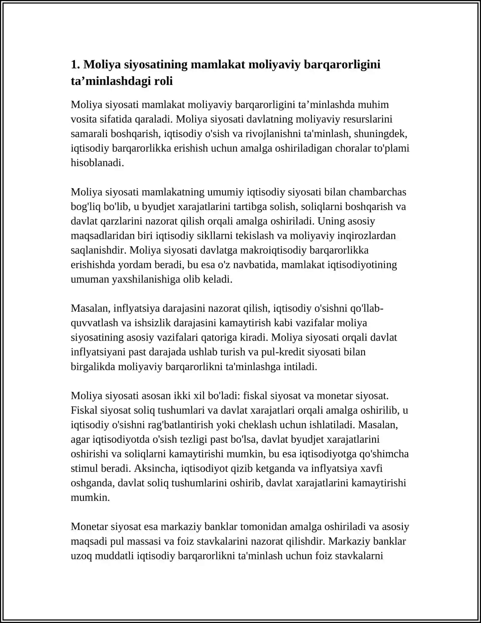 MOLIYAVIY SIYOSAT-MAMLAKAT MOLIYAVIY BARQARORLIGINING ASOSI SIFATIDA 3