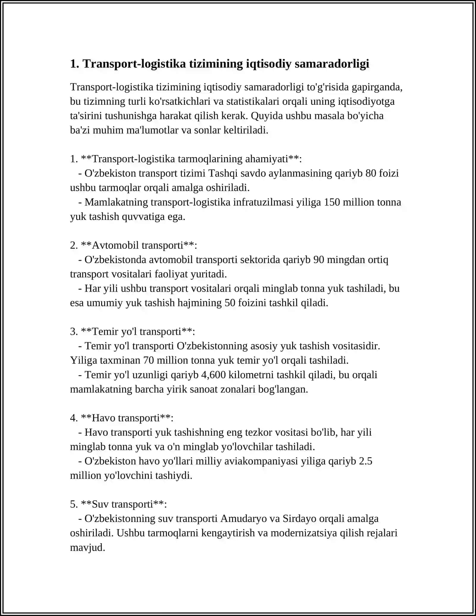 TRANSPORT LOGISTIKASINING IQTISODIY ASPEKTLARI 3