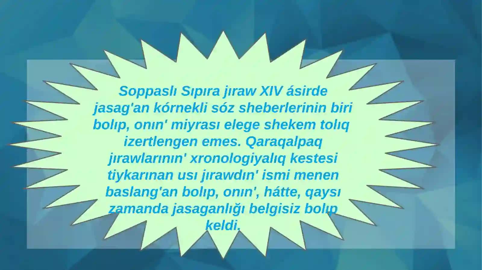 Soppaslı Sıpıra jıraw O’miri 3