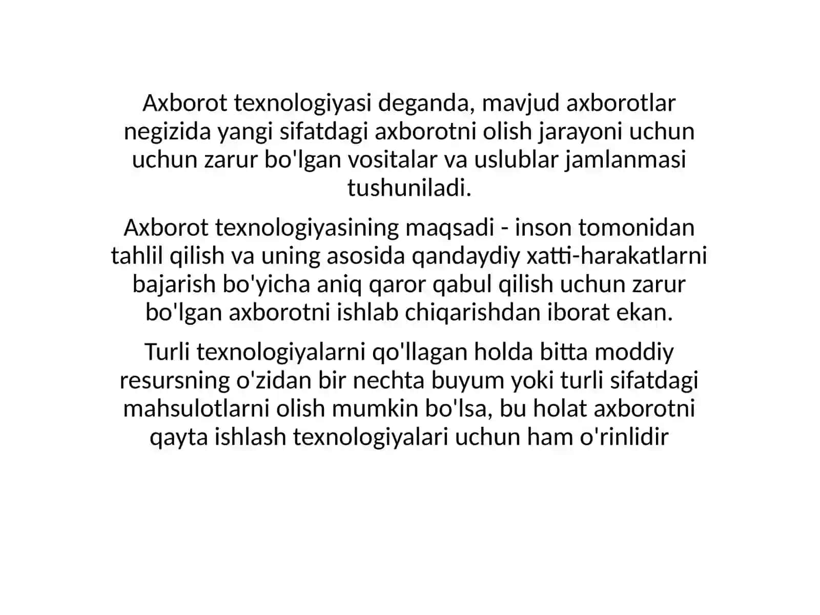 Axborot tizimlari fanidan tayyorlagan slaydi 3