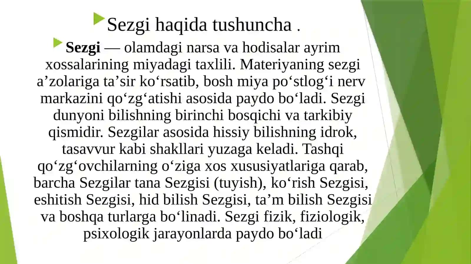 Sezgining retseptor va reflektornazariyasi 3