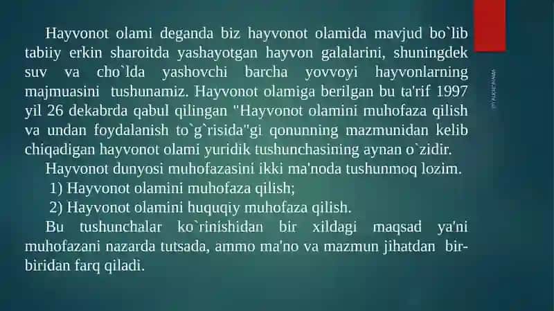 Hayvonotolam muhofaza qilish 3