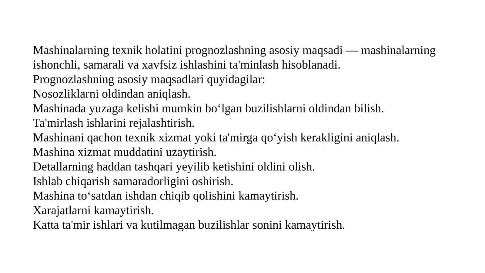 Mashinalarning texnik holatini prognozlash tushunchasi. 3