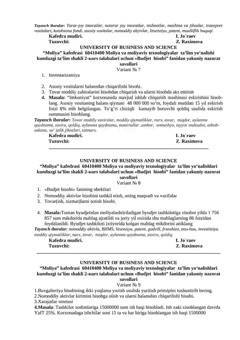 Budjet hisobi (Variant № 1) 3